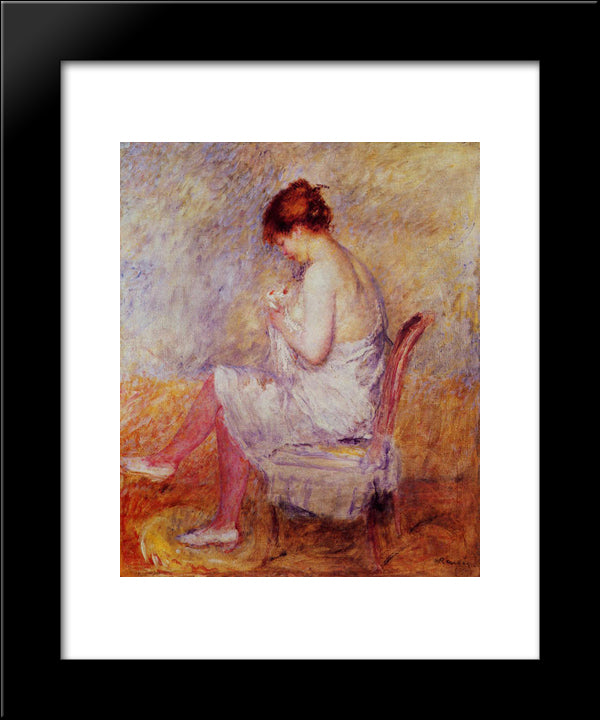 Woman In A Chemise 20x24 Black Modern Wood Framed Art Print Poster by Renoir, Pierre Auguste