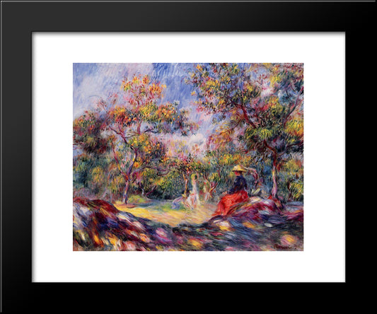 Woman In A Landscape 20x24 Black Modern Wood Framed Art Print Poster by Renoir, Pierre Auguste