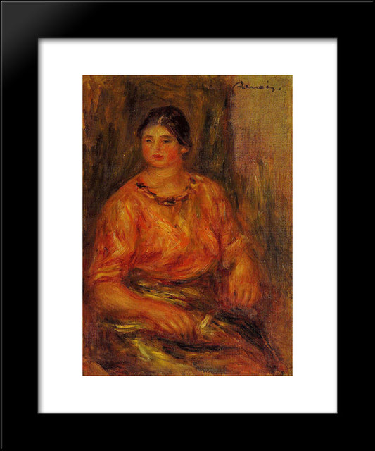 Woman In A Red Blouse 20x24 Black Modern Wood Framed Art Print Poster by Renoir, Pierre Auguste