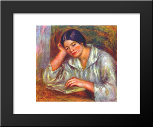 Woman In White 20x24 Black Modern Wood Framed Art Print Poster by Renoir, Pierre Auguste