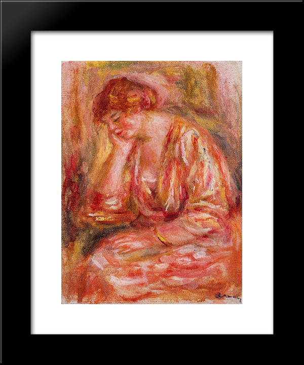 Woman Leaning On Her Elbow 20x24 Black Modern Wood Framed Art Print Poster by Renoir, Pierre Auguste