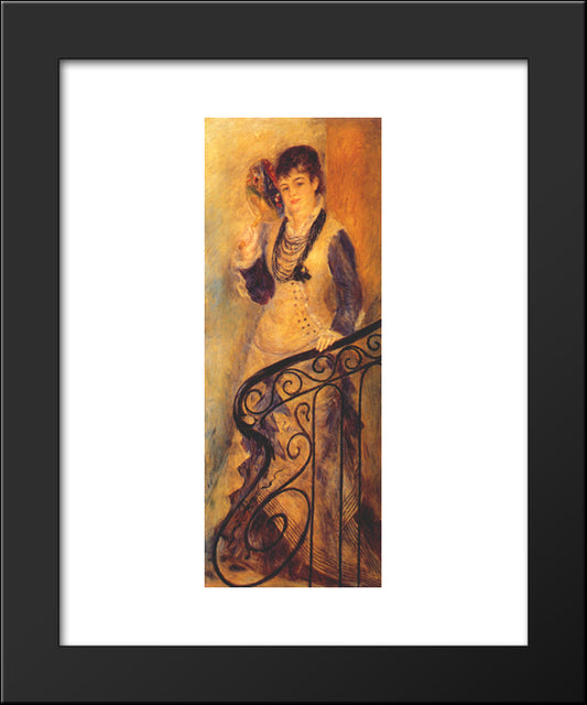 Woman On A Staircase 20x24 Black Modern Wood Framed Art Print Poster by Renoir, Pierre Auguste