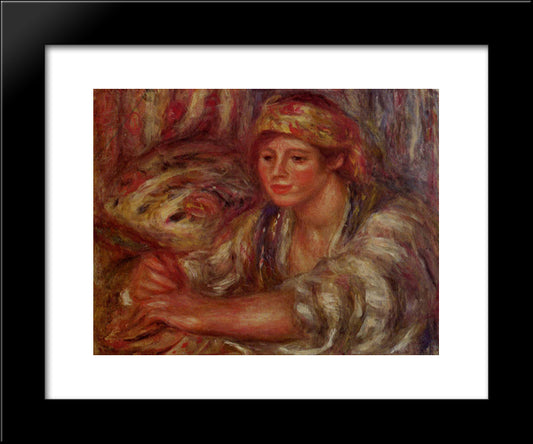 Woman Playing Cards 20x24 Black Modern Wood Framed Art Print Poster by Renoir, Pierre Auguste