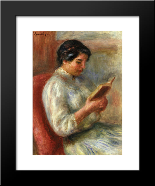 Woman Reading 20x24 Black Modern Wood Framed Art Print Poster by Renoir, Pierre Auguste