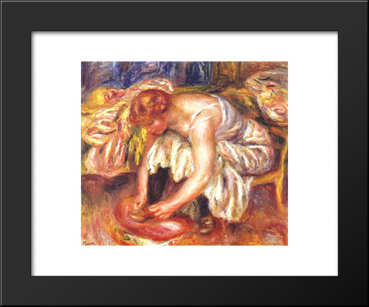 Woman Tying Her Shoe 20x24 Black Modern Wood Framed Art Print Poster by Renoir, Pierre Auguste