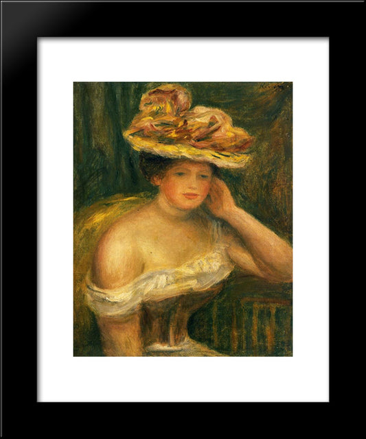 Woman Wearing A Corset 20x24 Black Modern Wood Framed Art Print Poster by Renoir, Pierre Auguste