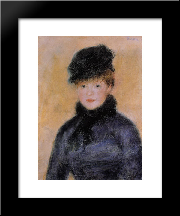 Woman With A Blue Blouse 20x24 Black Modern Wood Framed Art Print Poster by Renoir, Pierre Auguste