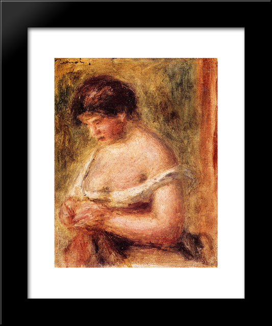 Woman With A Corset 20x24 Black Modern Wood Framed Art Print Poster by Renoir, Pierre Auguste