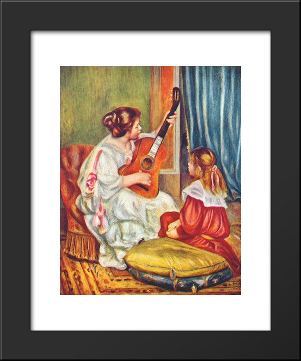 Woman With A Guitar 20x24 Black Modern Wood Framed Art Print Poster by Renoir, Pierre Auguste