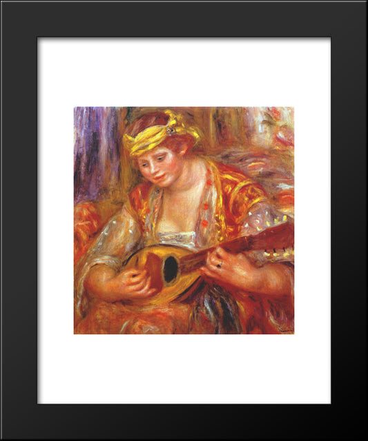 Woman With A Mandolin 20x24 Black Modern Wood Framed Art Print Poster by Renoir, Pierre Auguste