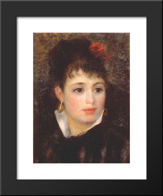 Woman With A Rose 20x24 Black Modern Wood Framed Art Print Poster by Renoir, Pierre Auguste