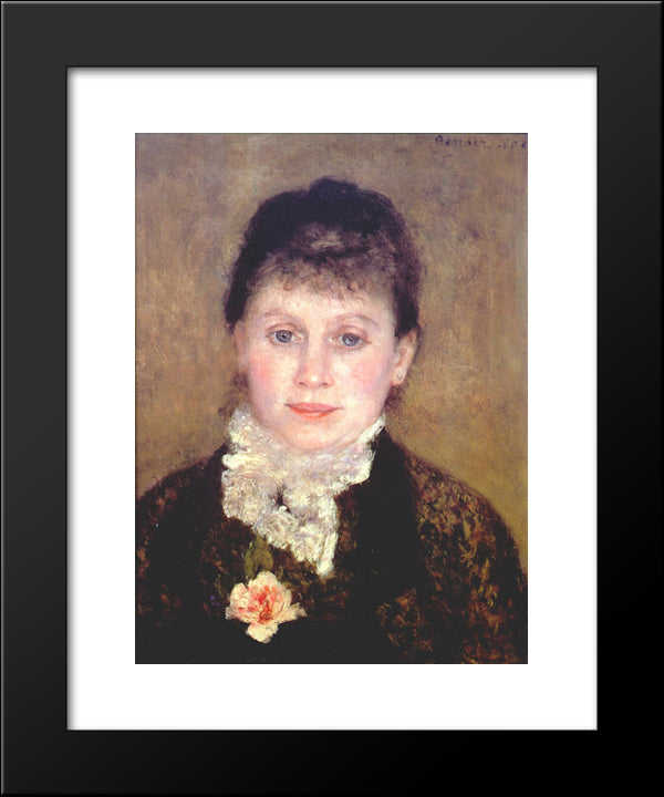 Woman With A White Jabot 20x24 Black Modern Wood Framed Art Print Poster by Renoir, Pierre Auguste