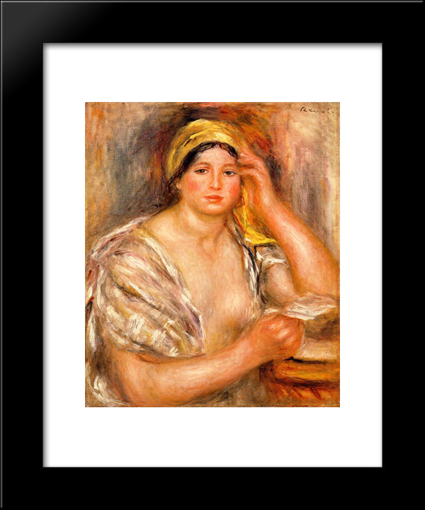 Woman With A Yellow Turban 20x24 Black Modern Wood Framed Art Print Poster by Renoir, Pierre Auguste