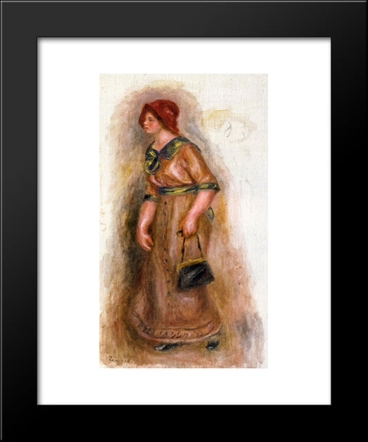 Woman With Bag 20x24 Black Modern Wood Framed Art Print Poster by Renoir, Pierre Auguste