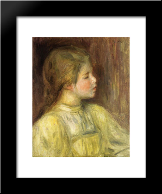 Woman`S Head, The Thinker 20x24 Black Modern Wood Framed Art Print Poster by Renoir, Pierre Auguste