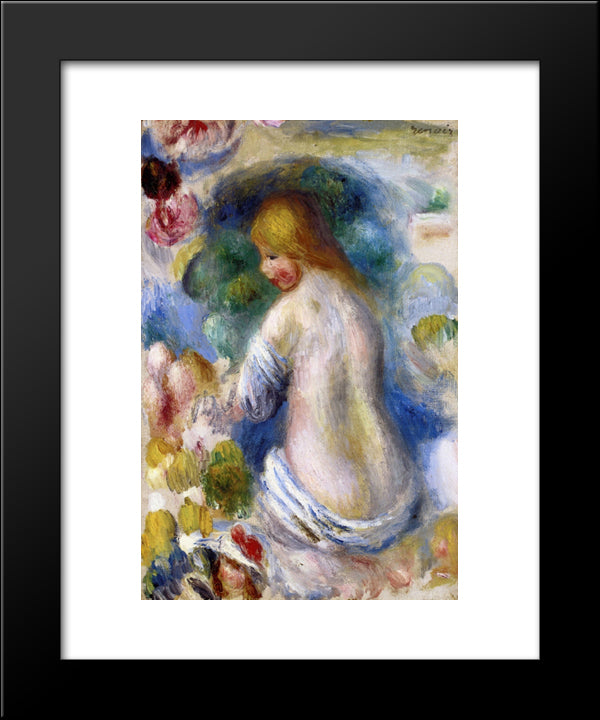 Woman'S Nude Torso 20x24 Black Modern Wood Framed Art Print Poster by Renoir, Pierre Auguste