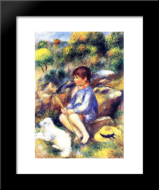 Young Boy By The River 20x24 Black Modern Wood Framed Art Print Poster by Renoir, Pierre Auguste