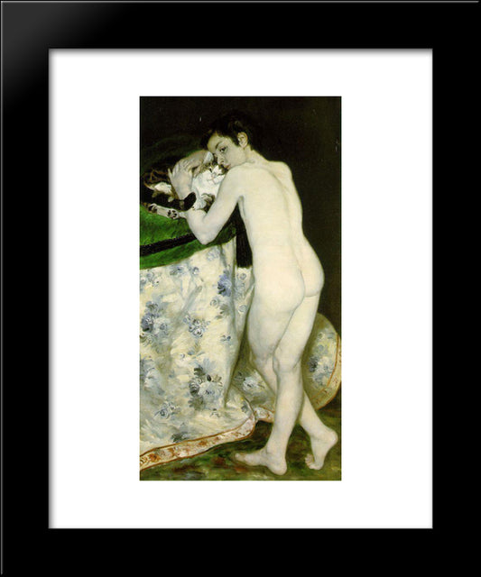 Young Boy With A Cat 20x24 Black Modern Wood Framed Art Print Poster by Renoir, Pierre Auguste