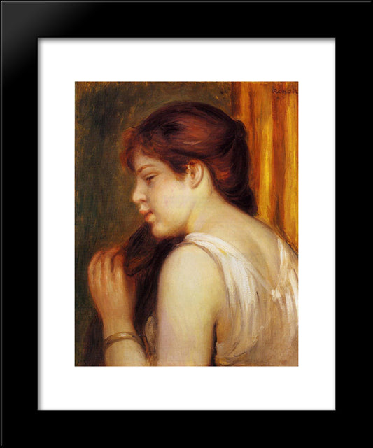 Young Girl Combing Her Hair 20x24 Black Modern Wood Framed Art Print Poster by Renoir, Pierre Auguste