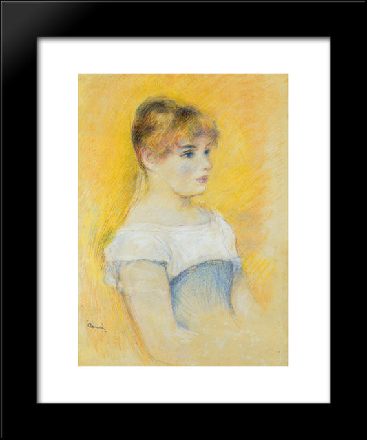 Young Girl In A Blue Corset 20x24 Black Modern Wood Framed Art Print Poster by Renoir, Pierre Auguste