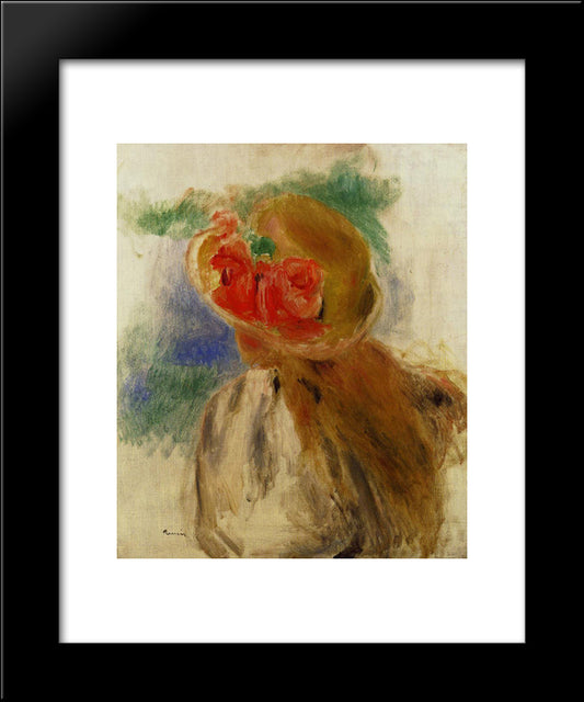 Young Girl In A Flowered Hat 20x24 Black Modern Wood Framed Art Print Poster by Renoir, Pierre Auguste