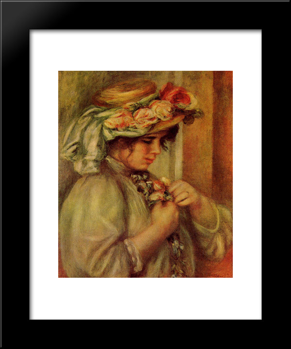 Young Girl In A Hat 20x24 Black Modern Wood Framed Art Print Poster by Renoir, Pierre Auguste