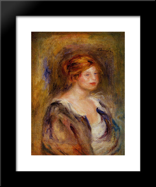 Young Girl In Blue (Head Of A Blond Woman) 20x24 Black Modern Wood Framed Art Print Poster by Renoir, Pierre Auguste