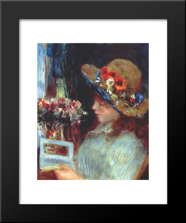 Young Girl Reading 20x24 Black Modern Wood Framed Art Print Poster by Renoir, Pierre Auguste