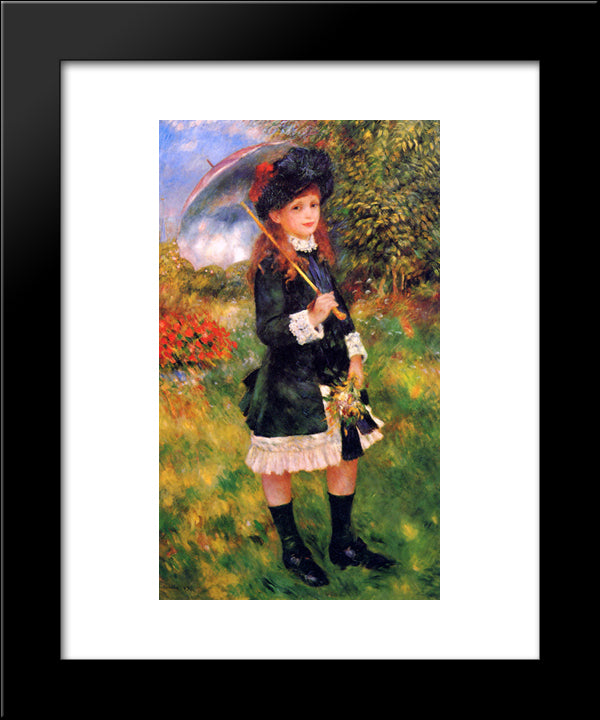 Young Girl With A Parasol (Aline Nunes) 20x24 Black Modern Wood Framed Art Print Poster by Renoir, Pierre Auguste