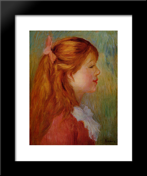 Young Girl With Long Hair In Profile 20x24 Black Modern Wood Framed Art Print Poster by Renoir, Pierre Auguste