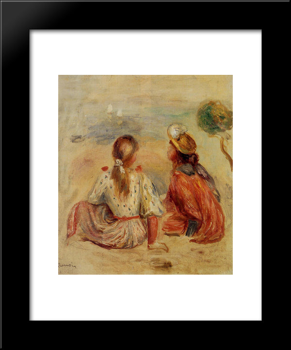 Young Girls On The Beach 20x24 Black Modern Wood Framed Art Print Poster by Renoir, Pierre Auguste