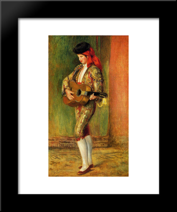 Young Guitarist Standing 20x24 Black Modern Wood Framed Art Print Poster by Renoir, Pierre Auguste