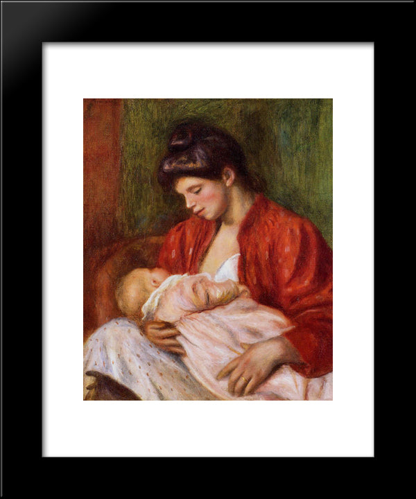 Young Mother 20x24 Black Modern Wood Framed Art Print Poster by Renoir, Pierre Auguste