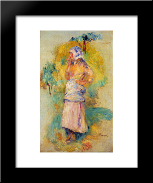 Young Peasant Eating An Apple 20x24 Black Modern Wood Framed Art Print Poster by Renoir, Pierre Auguste