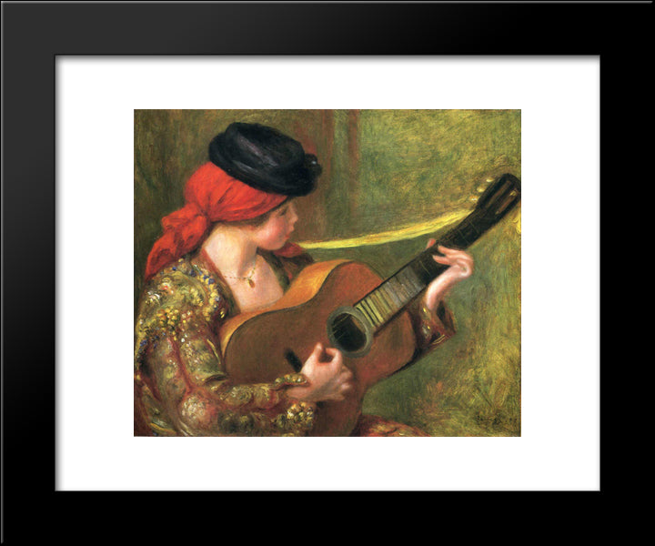 Young Spanish Woman With A Guitar 20x24 Black Modern Wood Framed Art Print Poster by Renoir, Pierre Auguste