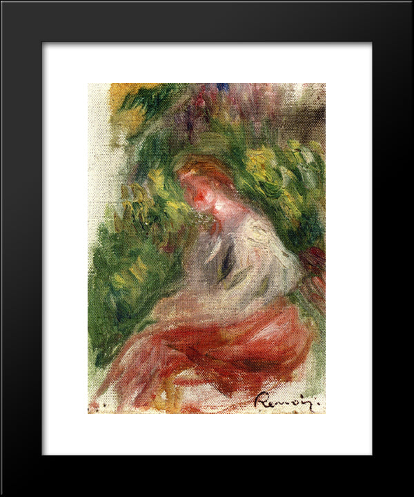 Young Woman, Seated 20x24 Black Modern Wood Framed Art Print Poster by Renoir, Pierre Auguste