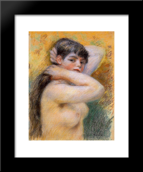 Young Woman At Her Toilette 20x24 Black Modern Wood Framed Art Print Poster by Renoir, Pierre Auguste