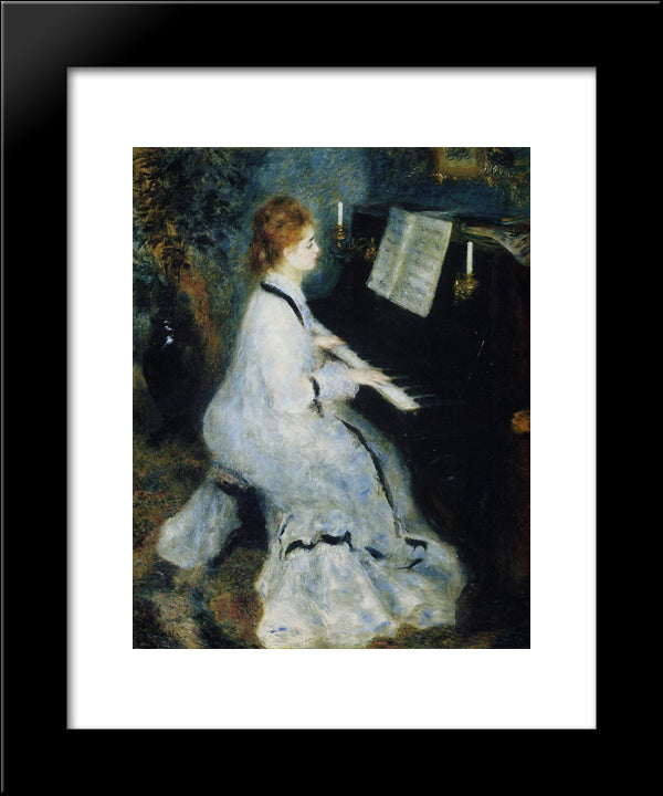 Young Woman At The Piano 20x24 Black Modern Wood Framed Art Print Poster by Renoir, Pierre Auguste