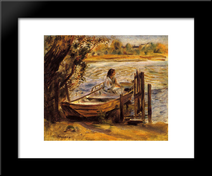 Young Woman In A Boat (Lise Trehot) 20x24 Black Modern Wood Framed Art Print Poster by Renoir, Pierre Auguste