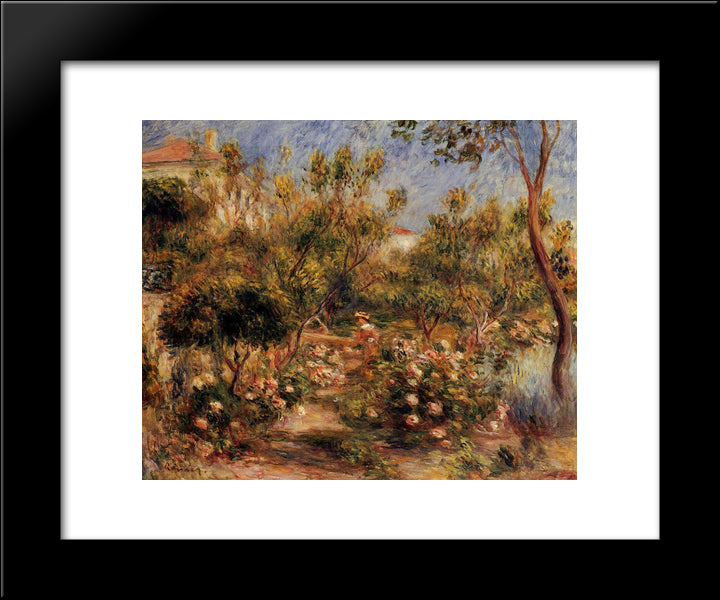 Young Woman In A Garden Cagnes 20x24 Black Modern Wood Framed Art Print Poster by Renoir, Pierre Auguste