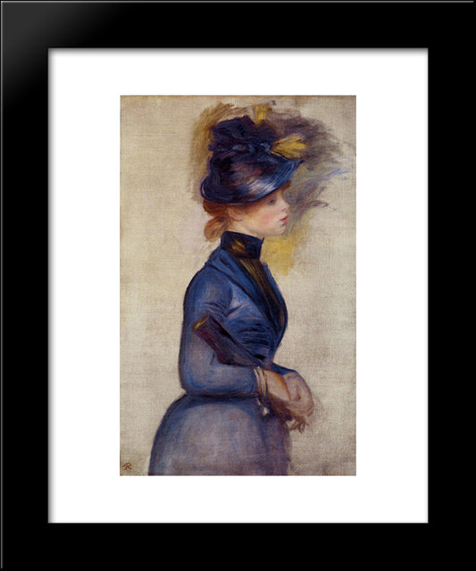 Young Woman In Bright Blue At The Conservatory 20x24 Black Modern Wood Framed Art Print Poster by Renoir, Pierre Auguste