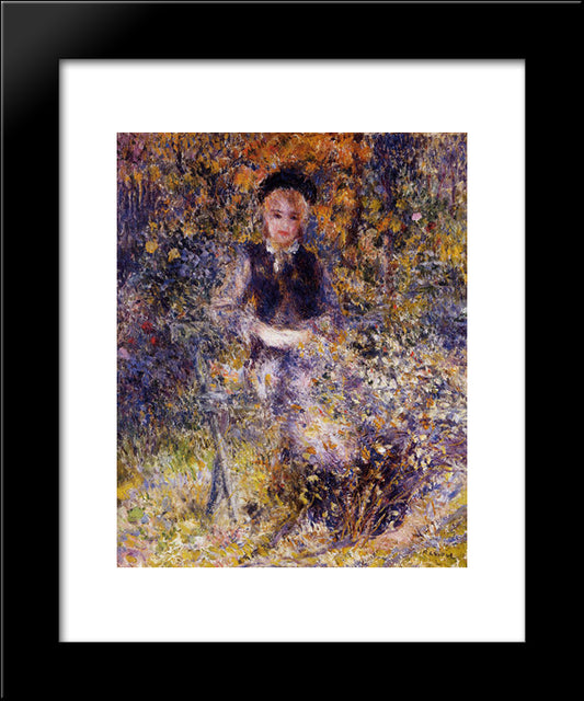 Young Woman On A Bench 20x24 Black Modern Wood Framed Art Print Poster by Renoir, Pierre Auguste