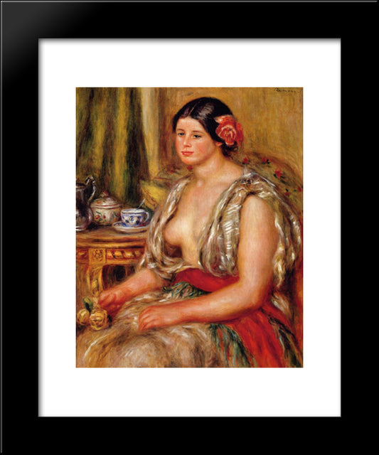 Young Woman Seated In An Oriental Costume 20x24 Black Modern Wood Framed Art Print Poster by Renoir, Pierre Auguste