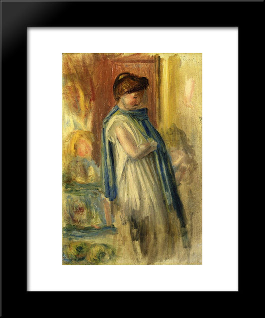 Young Woman Standing 20x24 Black Modern Wood Framed Art Print Poster by Renoir, Pierre Auguste