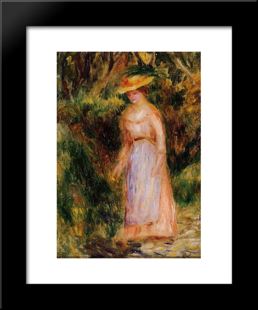 Young Woman Taking A Walk 20x24 Black Modern Wood Framed Art Print Poster by Renoir, Pierre Auguste