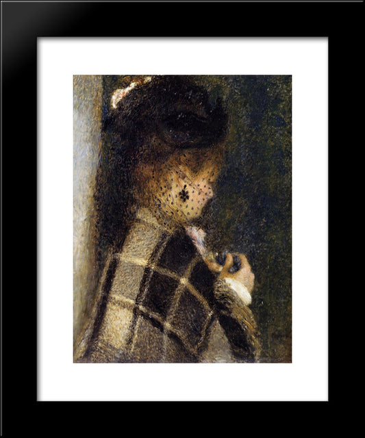 Young Woman With A Veil 20x24 Black Modern Wood Framed Art Print Poster by Renoir, Pierre Auguste