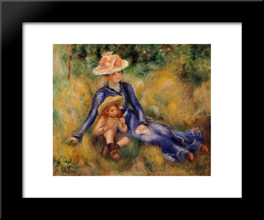 Yvonne And Jean 20x24 Black Modern Wood Framed Art Print Poster by Renoir, Pierre Auguste