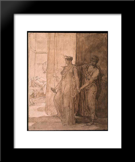 Clytemnestra Hesitates Before Killing The-Sleeping Agamemnon 20x24 Black Modern Wood Framed Art Print Poster by Guerin, Pierre Narcisse