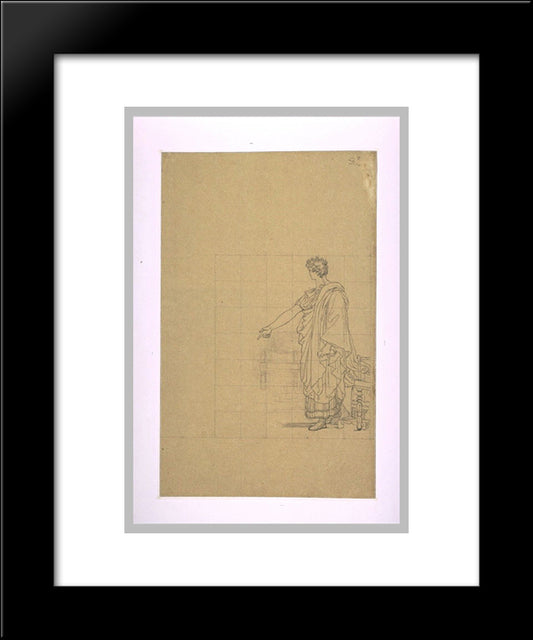 Man Draped In Antique, Standing Next To A Seat 20x24 Black Modern Wood Framed Art Print Poster by Guerin, Pierre Narcisse