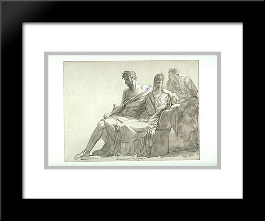 Study For The Painting Phaedra And Hippolytus 20x24 Black Modern Wood Framed Art Print Poster by Guerin, Pierre Narcisse